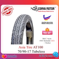 ASIA TIRE TUBELESS TYRE AT100 70/90-17 80/90-17 (BUNGA TT100)