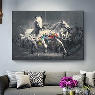 สีกำแพงกราฟฟิตีศิลปะรูปสัตว์ม้าโปสเตอร์และภาพพิมพ์ห้องนั่งเล่นทางเดินผ้าใบวาดภาพ0717