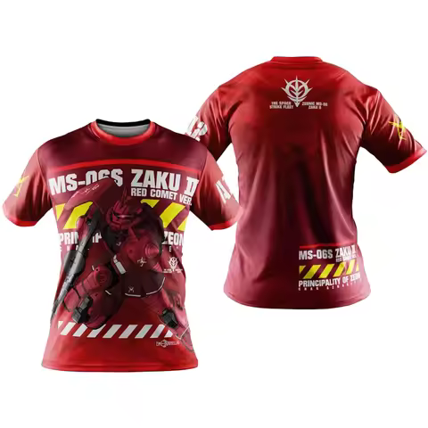 Bandai Mobil Suit Gundam MS-06S Zaku II Red Comet 3D Quick Dry T-Shirt For Men Women Kids Sports Ani