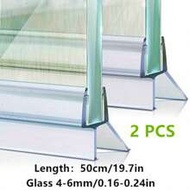 Fit 4-6mm Thin Glass PVC Shower Door Seal Strips - 50cm, 2Pcs Straight-23mm, Waterproof Rubber Guard