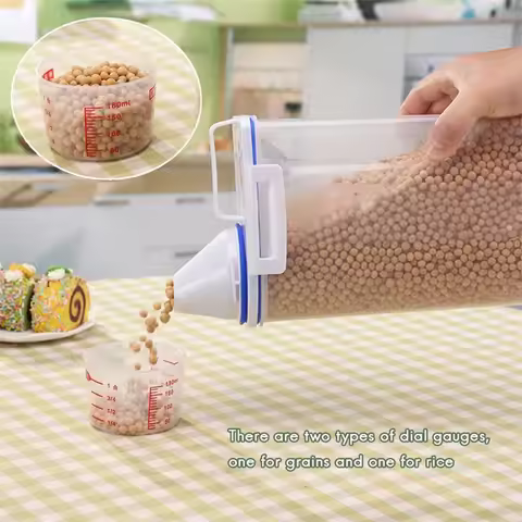 1 PCS Rice Storage Bin 2KG Portable Food Grain Storage Box Rice Storage Box Dispenser Sealed Tank wi