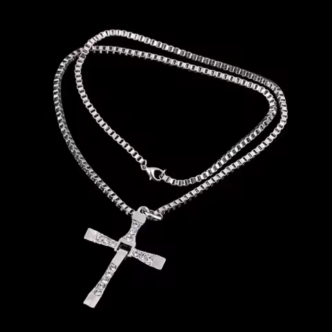 Dominic Toretto The Fast and The Furious Celebrity Vin Diesel Item Crystal Jesus Men Cross Pendant N