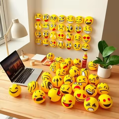 Emoji Stress Balls Set Funny Face Squeeze Balls for Anxiety Relief Soft Foam Stress Relief Fidget To