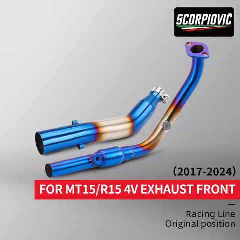 Full Motorcycle Exhaust System for Yamahas R15 V3 4V, R15 51MM with catalyst Slip on connecting tube