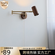 Japanese Style Walnut Log Log Silent Style Creative Rocker Arm Long Arm Study Reading Lamp Bedroom B