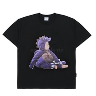 [Acme De La Vie] Baby Face Purple Dinosaure Short Sleeve T-Shirt Black