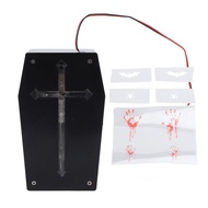 [Ganlitong] Halloween LED Sound Control Coffin Box Scary Sound Speaker Coffin Board Shape Horror Scr