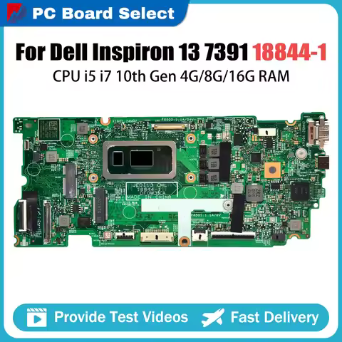 For DELL Inspiron 7391 Laptop Motherboard 18844-1 i5-10210U i7-10510U RAM 8G 16G 0PKNWK 0YG9JY 0HF90