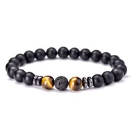 Retro Hajar Jahanam Stone Bracelet, 2 Tiger Eye and 1 Lavastone