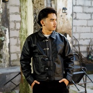 BOZRVK - Kait Clasp Leather Jacket Hitam