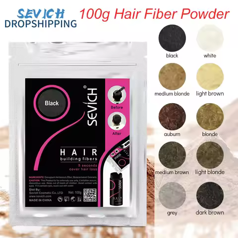 Sevich 100g Hair Building Fiber Keratin Hair Fiber Instant Styling Color Powder Extension Thinning T