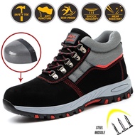 Quality Assurance Heavy-Duty Safety Boots Steel Toe Safety Shoes High-Top Cowhide Electric Welder Boots Wear-Resistant Safety Protective Shoes Steel Toe Cap Genuine Leather Welder Shoes Anti-Smashing Steel Toe Work Shoes