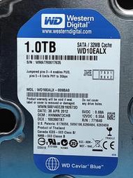 WD WD10EALX 1TB 3.5吋 SATA 硬碟(32M) 7200轉  良品