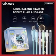 BOP VIVAN DATA CHARGER CABLE CSM100B MICRO USB / CABLE BRAIDED UPGRADED MORE DURABLE 2.4A 100CM