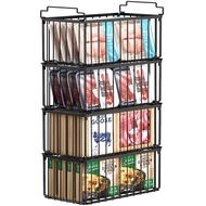 StowCraft Upgraded Freezer Organizer Bins 4 Pack MAX Capacity Stackable Baskets for 5/7 Cu.FT Deep F