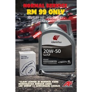 ONLY RM99 ENGINE OIL IDEMITSU 20W50 + WASHER + OIL FILTER + LABOUR