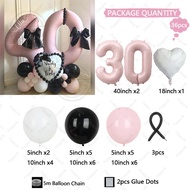 New Arrival 1set 40inch Pink Number Balloon Column White Heart Foil Helium Globos 1-60 Girl Birthday