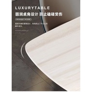 Modern Light Luxury Natural Marble Dining-Table Household Rectangular Dining Table Luxury Stone Rock Plate Dining Table and Chair High-End Combination