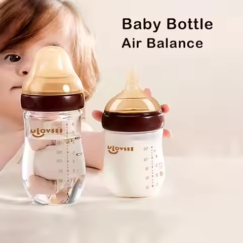 4oz,8oz High Borosilicate Glass Baby Bottles, Wide-Neck Glass Feeding Bottle, Milk Bottle with Botto