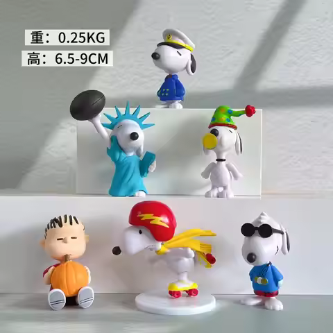 Six Styles Snoopy Cartoon Figurines Creative Home Ornaments Desktop Cake Decor Claw Machine Mini Dol