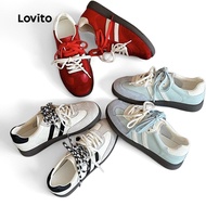 Lovito Casual Sneakers Plain American Retro Oxygen Girl Running Shoes Student No Fatigue Sneakers fo
