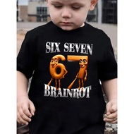 [ada stok] Six Seven Italian Brainrot 67 T-Shirt untuk Kanak-Kanak, Baju Lengan Pendek Tuntun Brainr