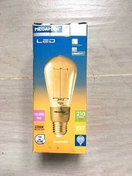 (原價$170) 全新 MEGAMAN 黃色 黃光 可調光暗 LED 白熾燈 E27 螺絲頭 2,200k 柔和光 燈泡 210 流明 Dimmable filament lamp 2200k mellow yellow colour light 210 lumen 3w (LG6603dGD)