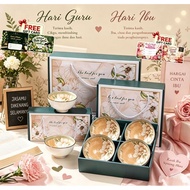 Bohemia Hadiah Hari Guru Teacher Day Ceramic Rice Bowl Porcelain Mangkuk Doorgift Wedding Gift Set D