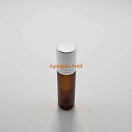 Roll On 6 Ml Amber Frost Silver Shiny Line Cap / Glass Bottle / Perfume Bottle / Wind Oil Bottle / P