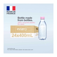 Evian Natural Mineral Water 100% Recycled PET Label-Free Bottle 24 x 400ML - Case