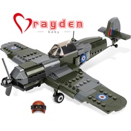 Spitfire Fighter Military WW2 Plane Buliding Set - with Sliding Features Rotating Propellers and an