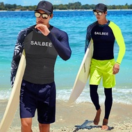 SAILBEE ชุดว่ายน้ำชุดว่ายน้ำแขนยาวกันแสง UV สำหรับผู้ชายเสื้อเล่นเซิร์ฟเสื้อแขนยาวว่ายน้ำเล่นเซิร์ฟป้องกันรังสียูวีสำหรับผู้ชายใส่ลงแล่นเรือ