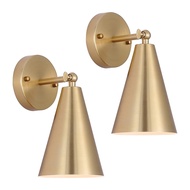 Gold Sconces Set of 2 for Bedroom Bedside Kitchen Reading- Wall Mount Indoor Decor Wall Lighting Fix
