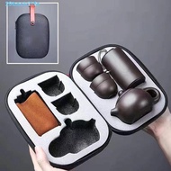 BACK2LIFE Travel Tea Set, Purple Clay Portable Teapot Teacup Kit, Tea Ceremony Teaware 1 Tea Pot 4 C