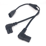 IEC320 C8 to 2X C7 Y Split AC Power Cord, IEC Figure 8 Male to 2 Female 1 in 2 Out AC Power Cable, L