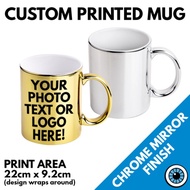 Gold Silver Chrome Custom Printed Mug • Print Cup Image Text Logo Mugs
