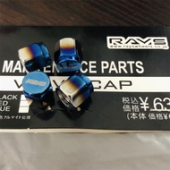 Burnt Blue RAYS Car Valve Cap Aluminum Alloy Universal Dust-proof and Explosion-proof Valve Cap 4pcs