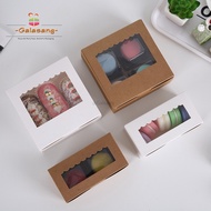 20pcs/pack 2/4 Grain Kraft Paper Baking Box With Transparent Window Handmade Cake Candy West Point Muffin Box For Party Weeding Food Packaging Supplies