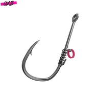 G.X.B 5Pcs Live Fishing Hooks Grouper Barbed Fishhook With Spring Fixed Sea Bass Carbon Steel Sharp 