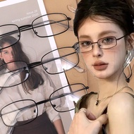 Y2K Black Metal Square Frame Eyewear - Minimalist Metal Frame Eyeglass - Korean INS Style Flat Glass
