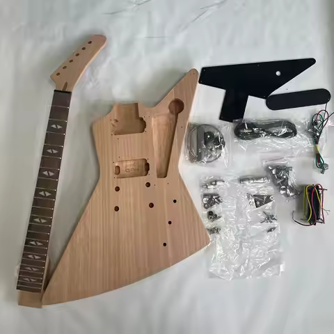 DIY Electric Guitar Kit Explorer solid peach electric guitar Free Shipping
