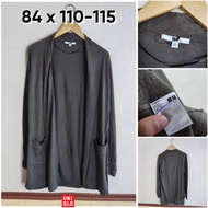 HIJAU UNIQLO Army Green Long Outerwear Size L Women's Knit TopWanita ED777
