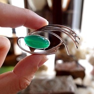 綠色瑪瑙石寶石水晶胸針心口針別針日本中古高級水晶古著珠寶首飾