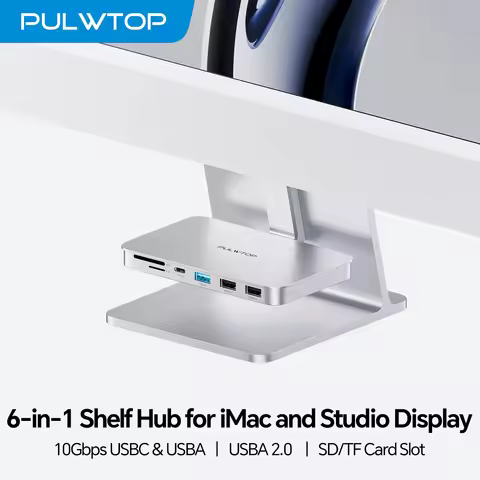 PULWTOP iMac USB C Hub with USB A/C 10Gbps, 2 USBA 2.0, SD/TF Card Reader for iMac24 inch M1/M3/M4 &