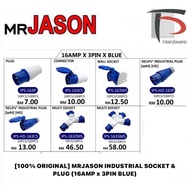 [100% ORIGINAL] MRJASON INDUSTRIAL SOCKET & PLUG (16AMP X 3PIN BLUE)