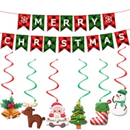 Christmas Party Decoration Lattice Style Christmas Pull Flag Family School Party Background Decorati