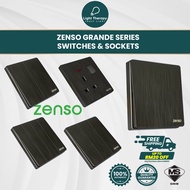 ZENSO Grande Series Black Color Switches & Socket Suis Lampu Warna Hitam/Gelap Suiz Lampu Rumah Suis