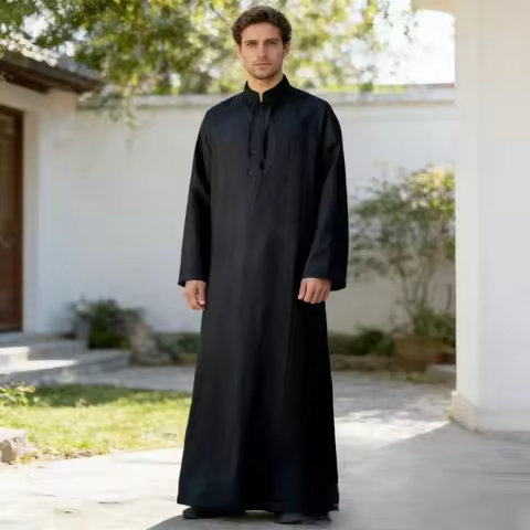 Islamic Clothing Men's Long Sleeve Loose Muslim Men Saudi Arabia Pakistan Kurta Muslim Costumes Musl