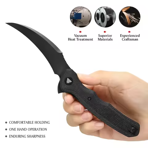 TRIVISA Lacerta-04B EDC Pocket Folding Knife 14C28N Blade Micarta Handle, Camping Hunting Fishing Ou