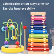 Cartoon Wooden Small Beaded Children Early Education Baby Puzzle 0-1-3 Years Old Wooden Beaded Building Block Toys